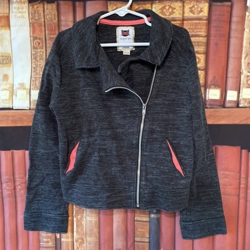 Gymboree Beautiful You Moto Jacket Gray Coral Size 7/8